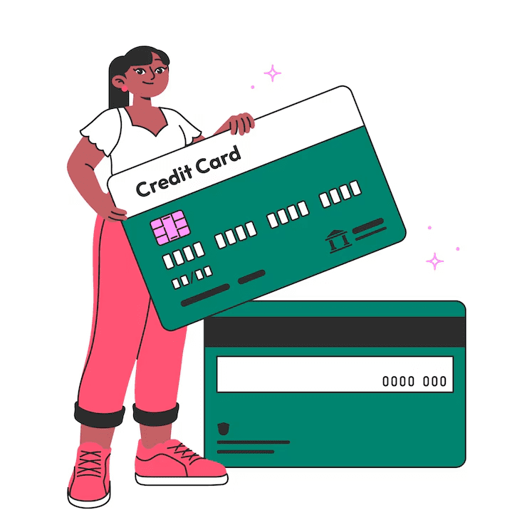 Create an engaging, student-friendly illustration themed around Best Credit Card for Students. Show a diverse group of college students using laptops, shopping online, and holding credit cards. Include visual elements like textbooks, backpacks, a dorm room, and a credit score gauge rising upward. Add icons or bubbles showing Build Credit, Cash Back Rewards, and No Annual Fee. Use a clean, modern flat design with bright, youthful colors like blue, green, and orange. The style should be friendly, approachable, and educational — ideal for a student finance blog or credit card comparison guide.